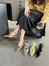 LBSFY  -  Pointed Toe Women Sandals 2024 New Arrivals Party Dress Shoes Wedge Mid Heeled Black Silver Green Gold Sexy Ankle Strap Pumps